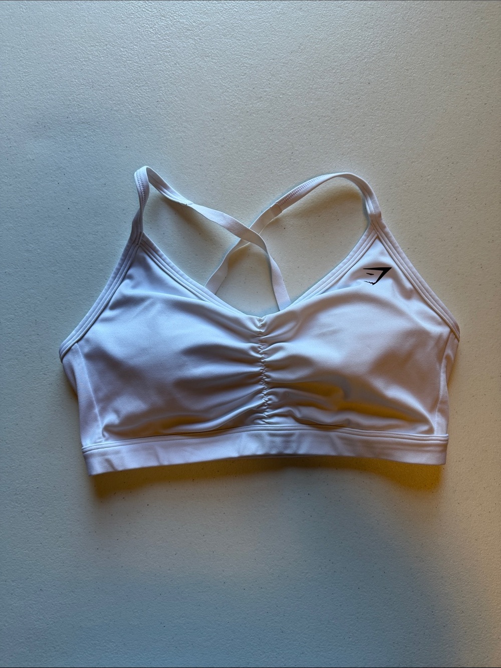 Gymshark White Ruched Training Sports Bra